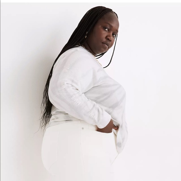 MADEWELL Pullover Tie-Dye White Textured Sweatshirt - Picture 3 of 7